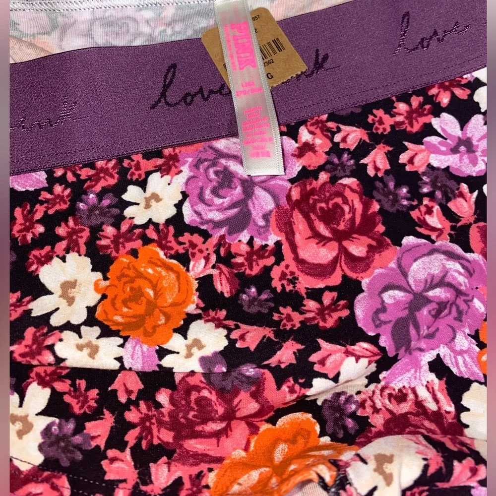 2 Victoria’s Secret PINK Boyshort bundle cotton Pink panties neon floral graphic